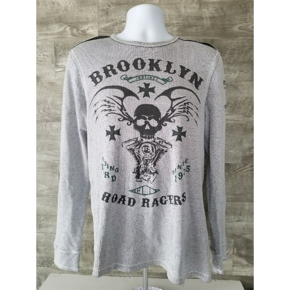 Men's Helix Long Sleeve Shirt SZ M Gray Brooklyn